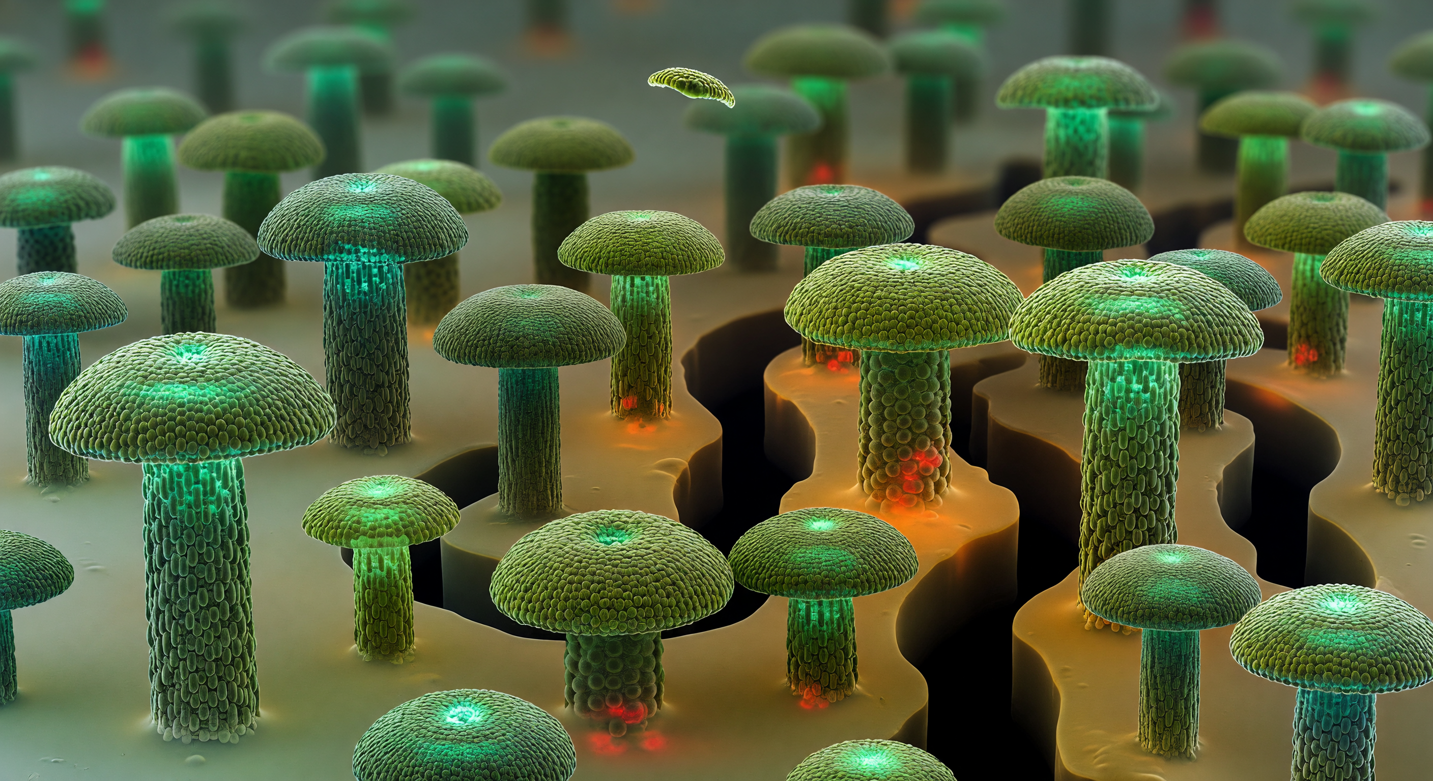 Biofilm Mushroom City Aerial