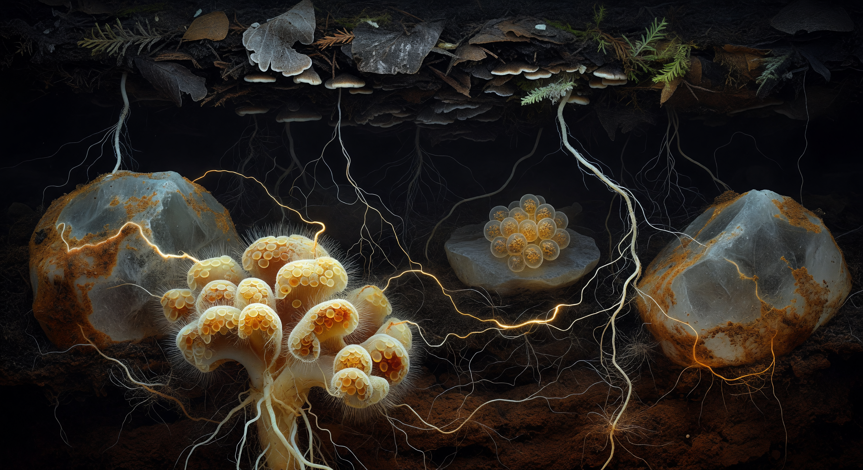 Wood Wide Web Forest Soil Panorama