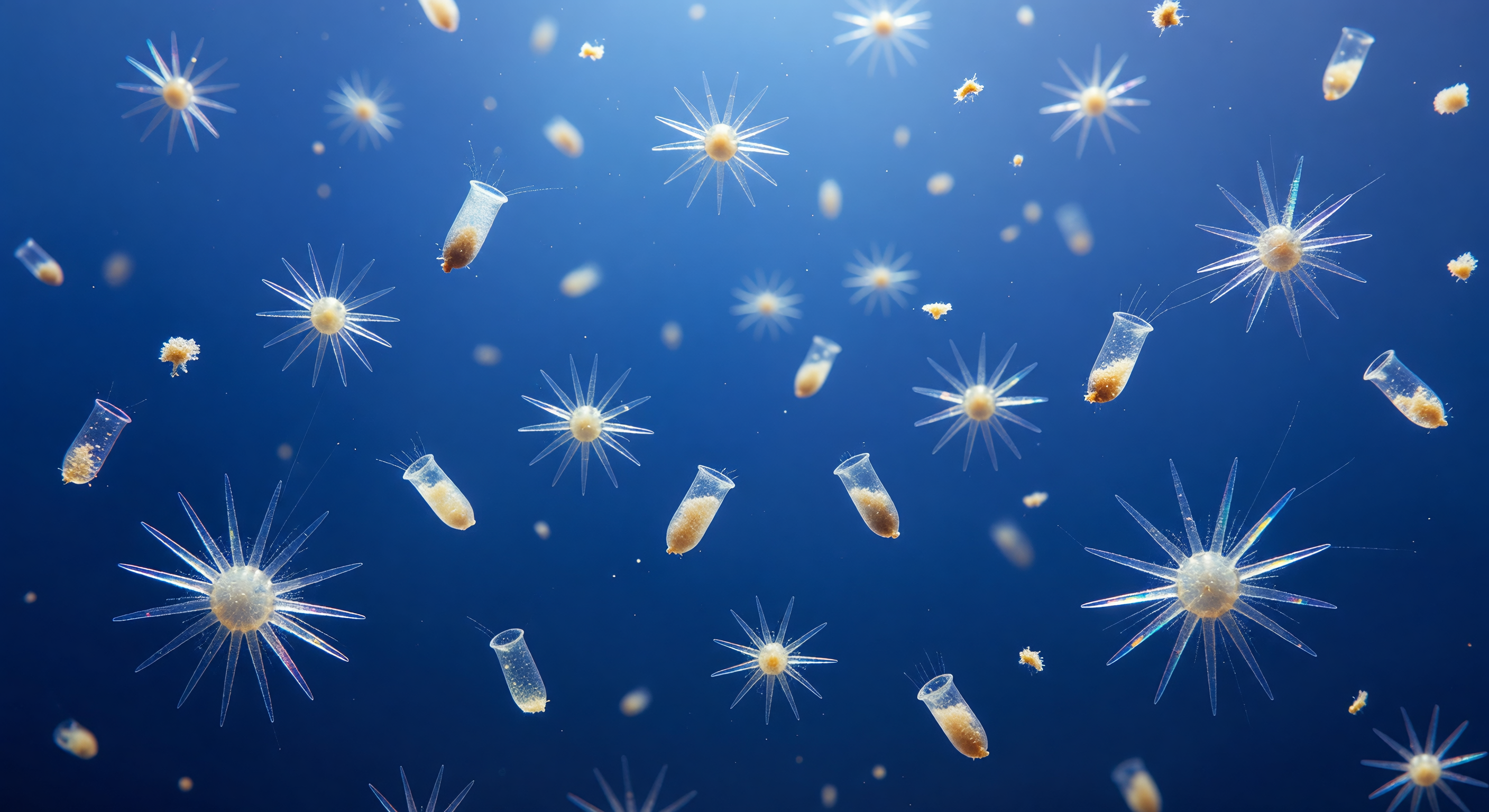 Acantharian Stars in Blue Ocean Column